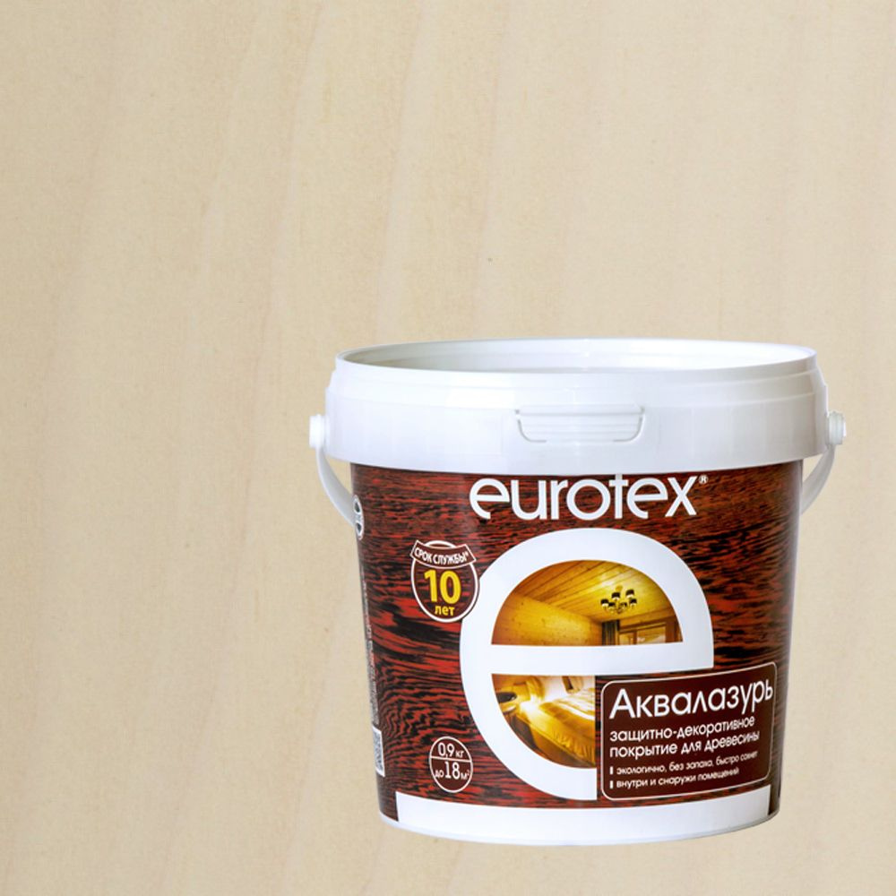 Лак защитно-декоративный для дерева Eurotex Аквалазурь (0,9кг) ваниль  #1