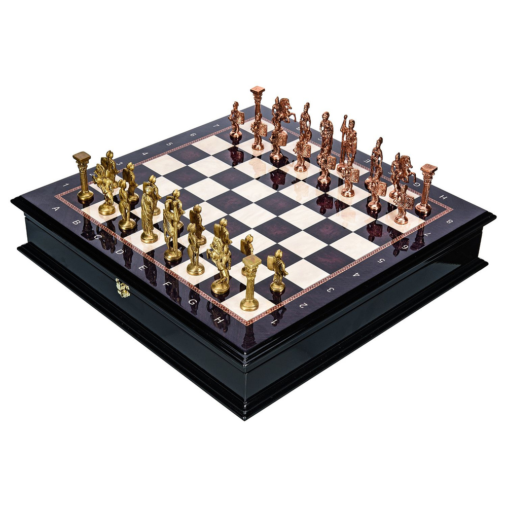 Подарочные шахматы с латунными фигурами "Римляне" 48х48 см  #1