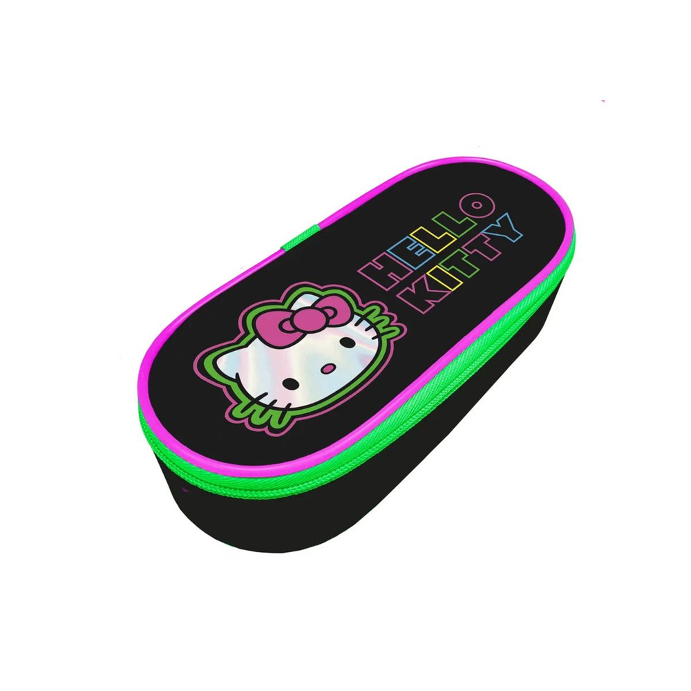 Пенал корпусный овальный Hello Kitty Neon #1
