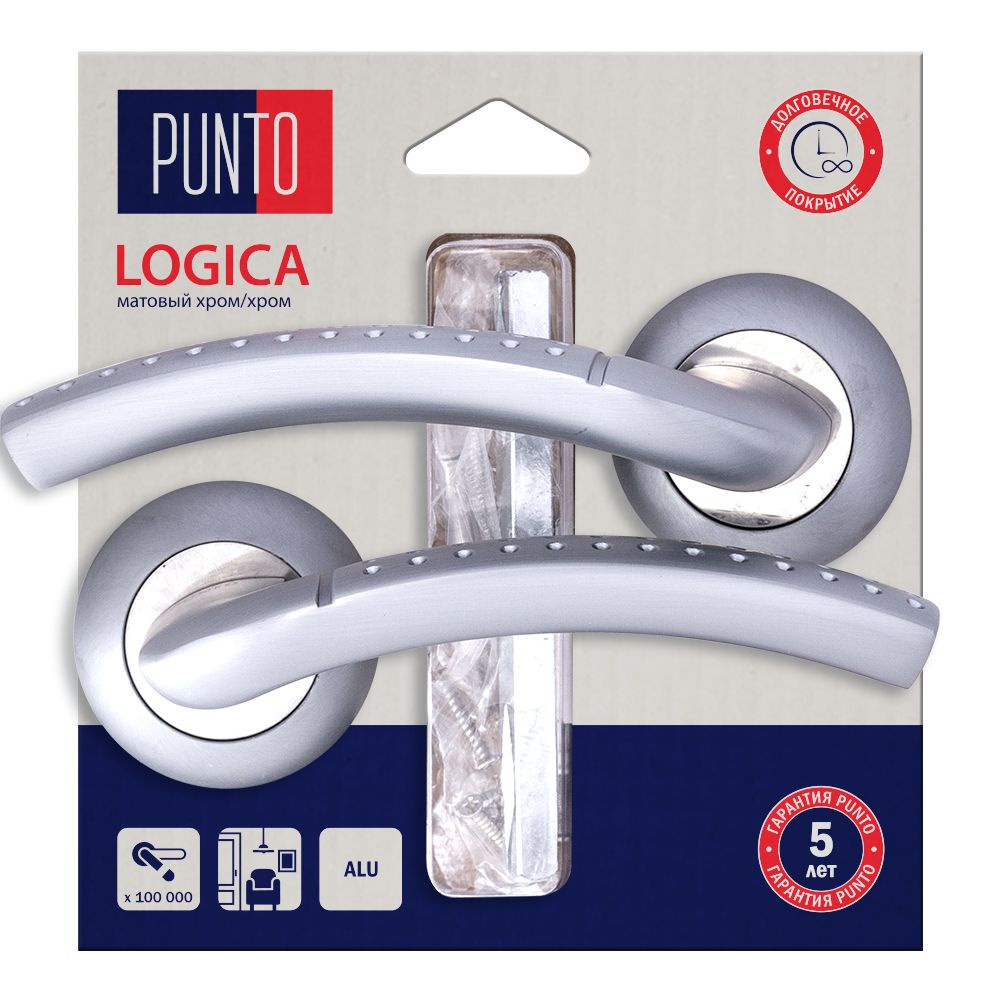 Ручки раздельные для межкомнатных дверей, комплект ручек Punto (Пунто) LOGICA/HD SC/CP-16 матовый хром/хром #1