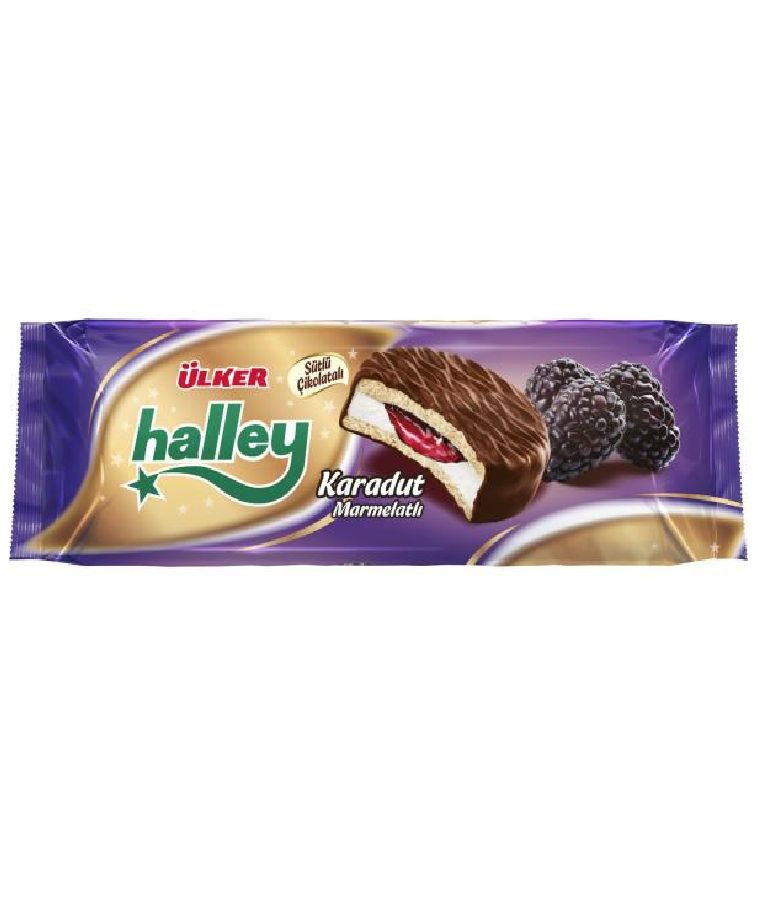 ULKER Halley Chocolate Cookies Печенье в молочном шоколаде с черной шелковицей, 224г  #1