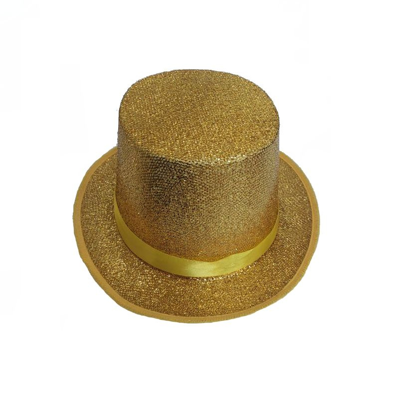 Шляпа Цилиндр с блеском, золото #1