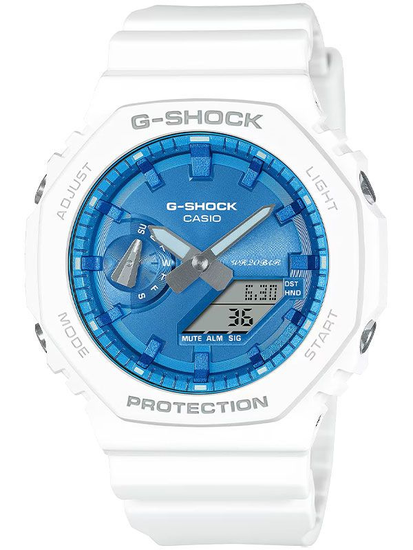 Противоударные мужские наручные часы Casio G-Shock GA-2100WS-7A с подсветкой, будильником и секундомером #1