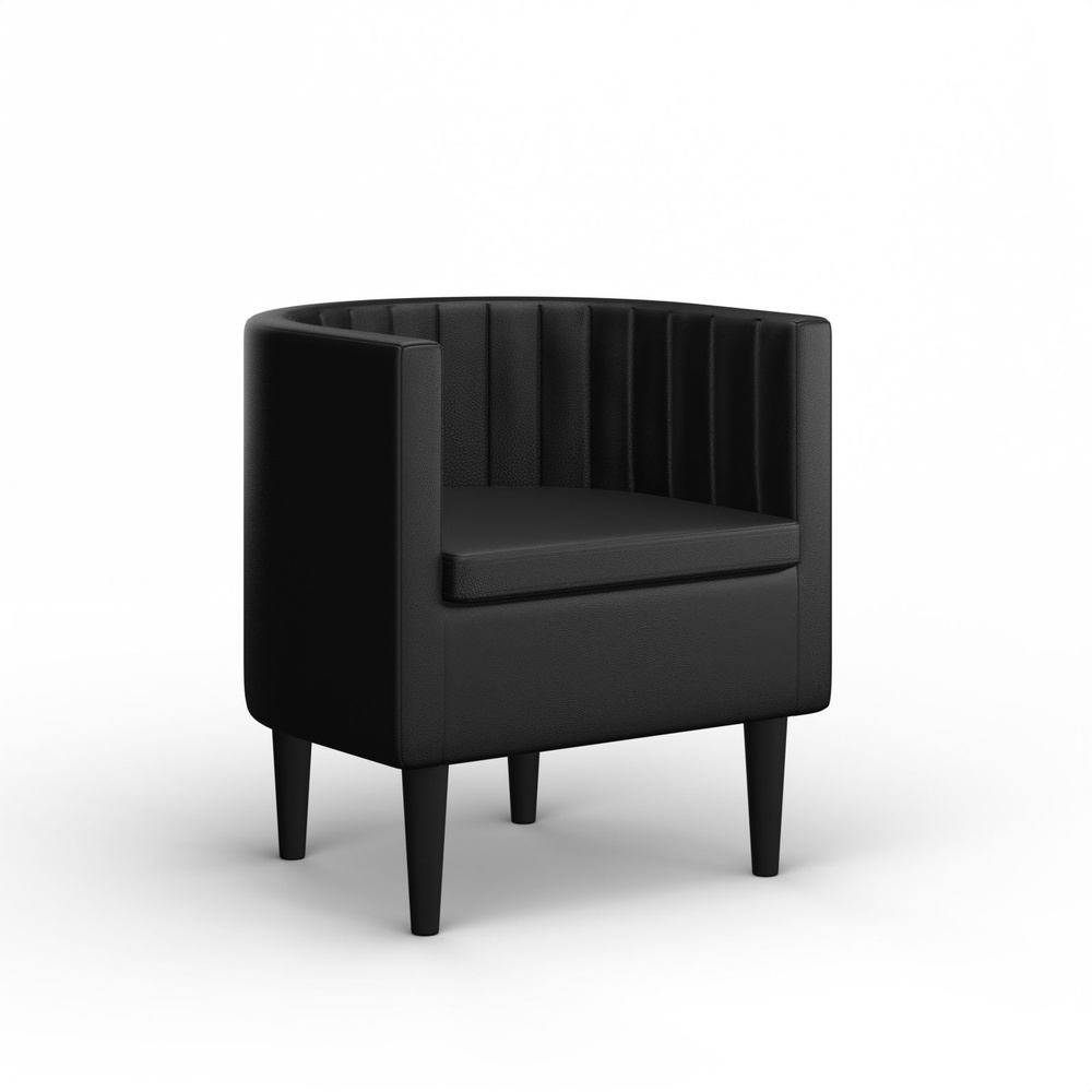 Кресло Chaitay на деревянных ножках с подлокотниками кресло для отдыха дома и офиса в Экокоже Черный #1