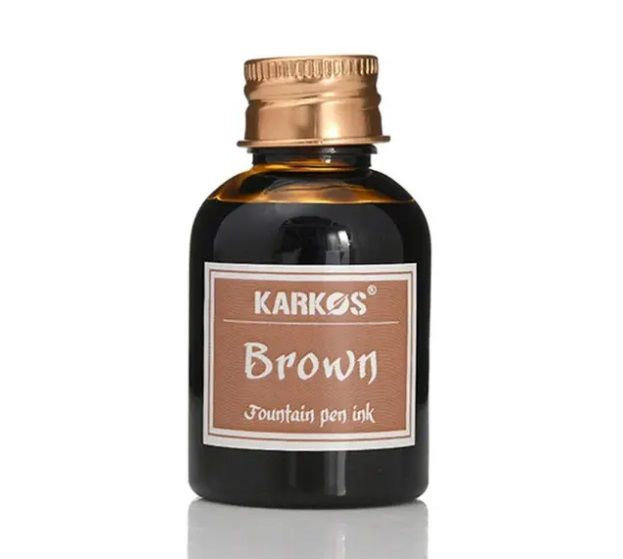 Чернила для перьевых ручек коричневые во флаконе 30 мл. Karkos Brown Fountain pen Ink  #1
