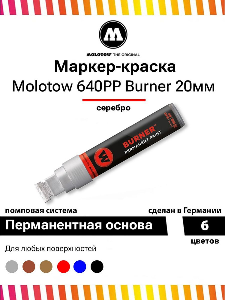 Перманентный маркер-краска Molotow burner paint 640PP хром 20 мм #1