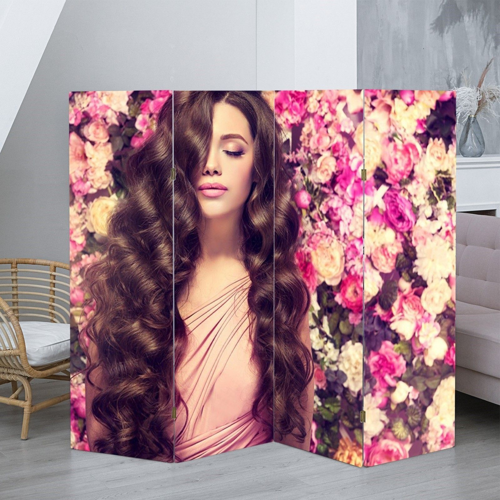 Интерьерная ширма для зонирования комнаты "Аромат цветов", 200 x 160 см  #1