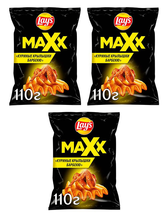 Чипсы картофельные Lay's Maxx Куриные крылышки барбекю, 3 уп по 110 гр  #1