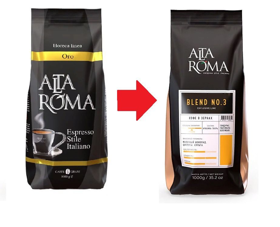 Зерновой кофе ALTA ROMA BLEND №3 (ORO), пакет, 1кг #1