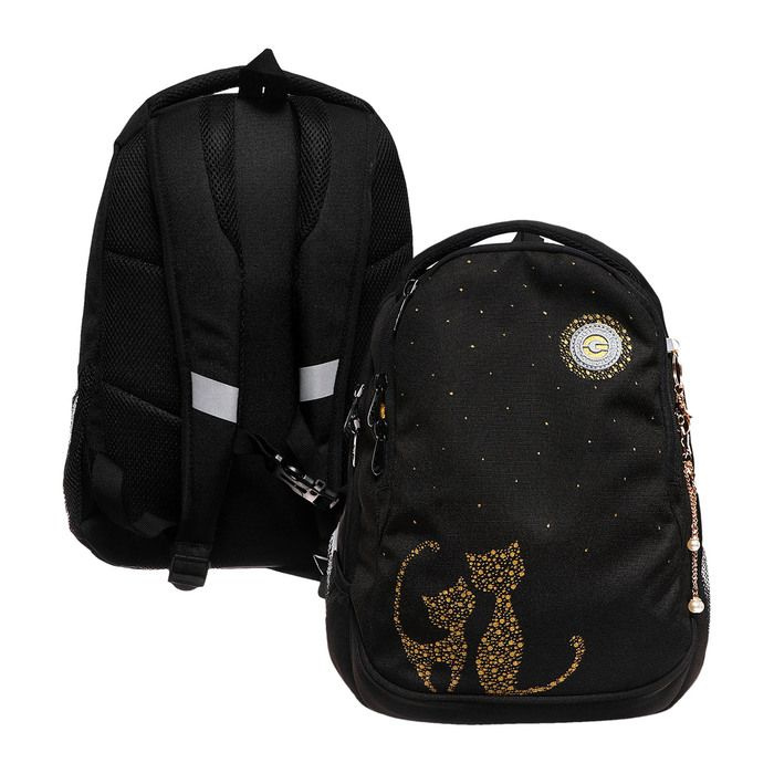 Рюкзак молодёжный 40 х 29 х 20 см, Grizzly, эргономичная спинка, отделение для ноутбука, чёрный  #1
