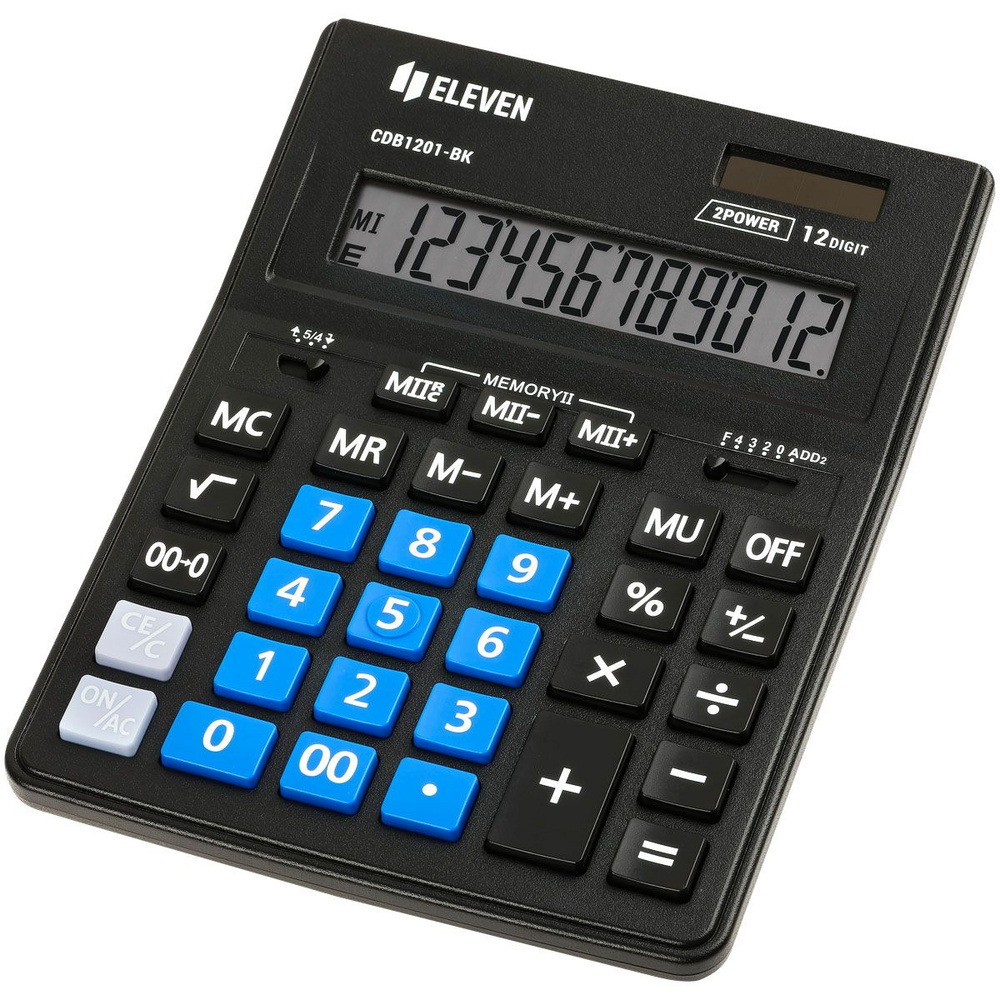 Калькулятор настольный Eleven Business Line CDB1201-BK/BL, 12 разрядов, двойное питание, 155*205*35мм, #1