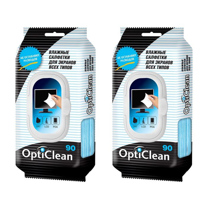 Влажные салфетки OptiClean для экранов, 2 упаковки по 90 шт #1