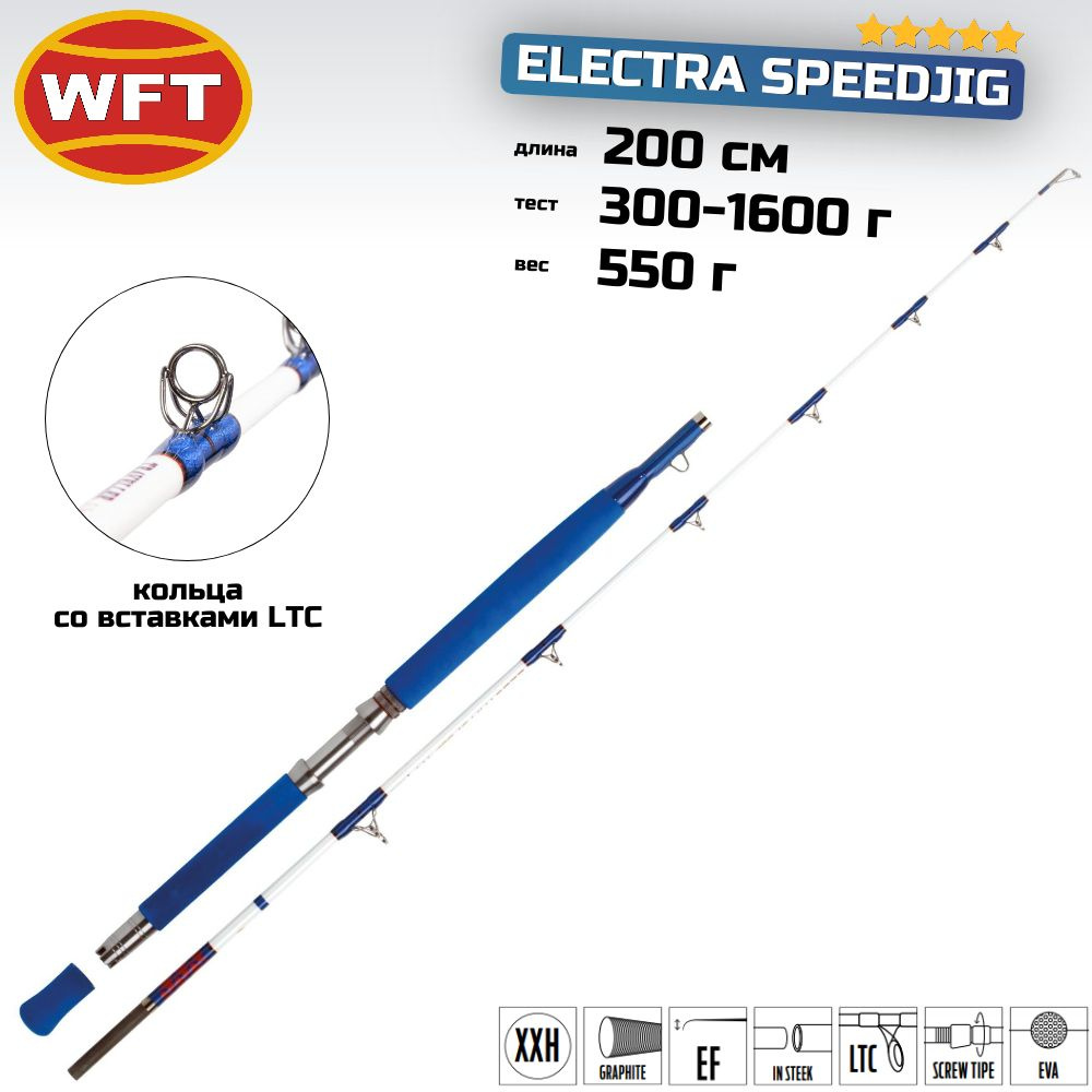 Спиннинг троллинговый WFT Electra SPEEDJIG 200 см, 300-1600 г #1