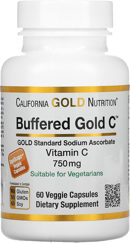 California Gold Nutrition Buffered Gold C 750 mg 60 veggie capsules (буфферизированный витамин C)  #1