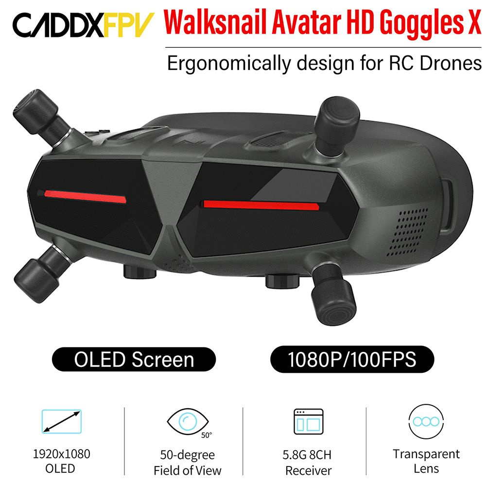 CADDX Walksnail Avatar HD Goggles X 8CH 1080P 100FPS Гироскопический угол обзора 50  #1