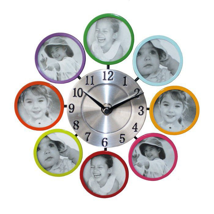 Часы настенные большие для детской , с рамками для фото #1