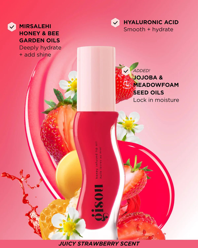 Увлажняющее масло для губ Honey Infused Lip Oil Strawberry Sorbet 8 мл #1