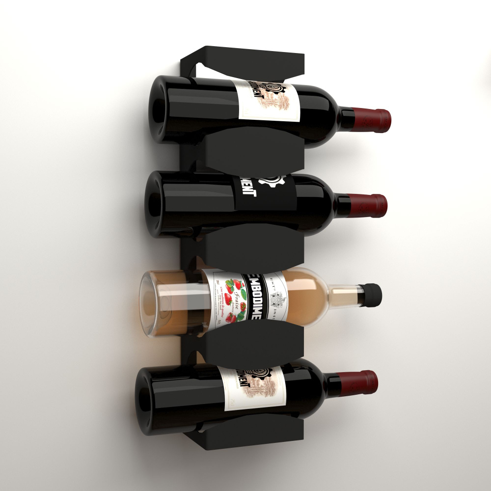 Держатель для бутылок вина/сиропов/алкоголя, настенный, черный  #1