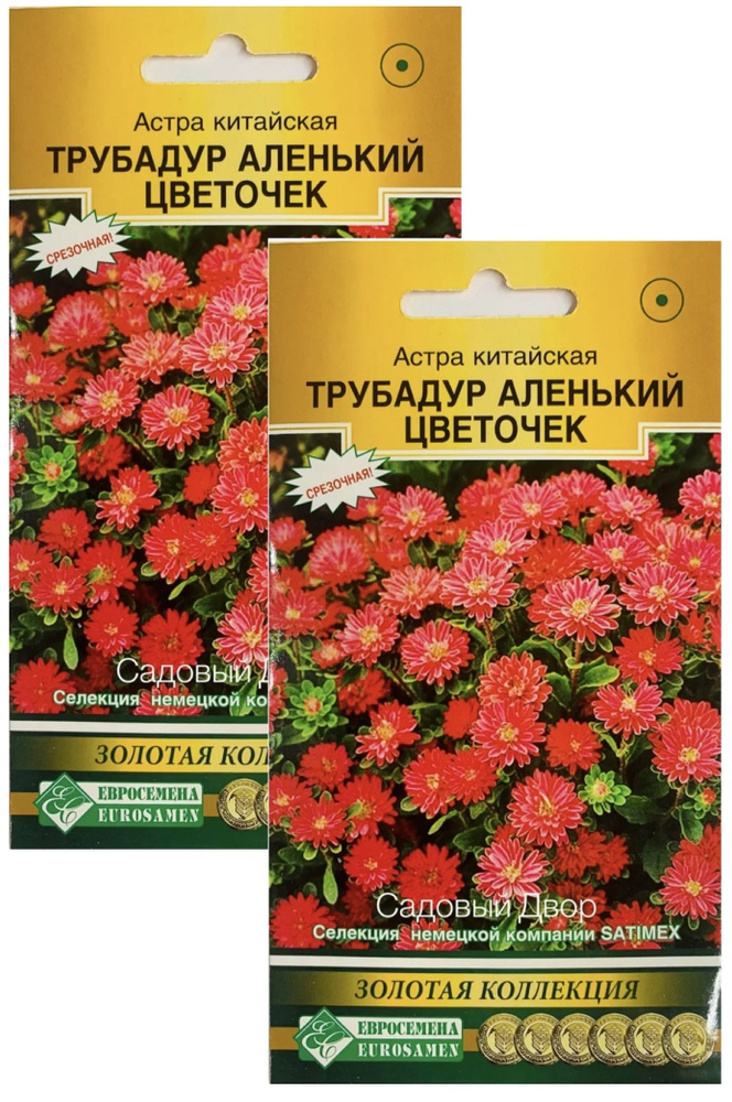 Астра китайская Трубадур Аленький Цветочек, 2 пакета, семена 10 шт, Евросемена  #1