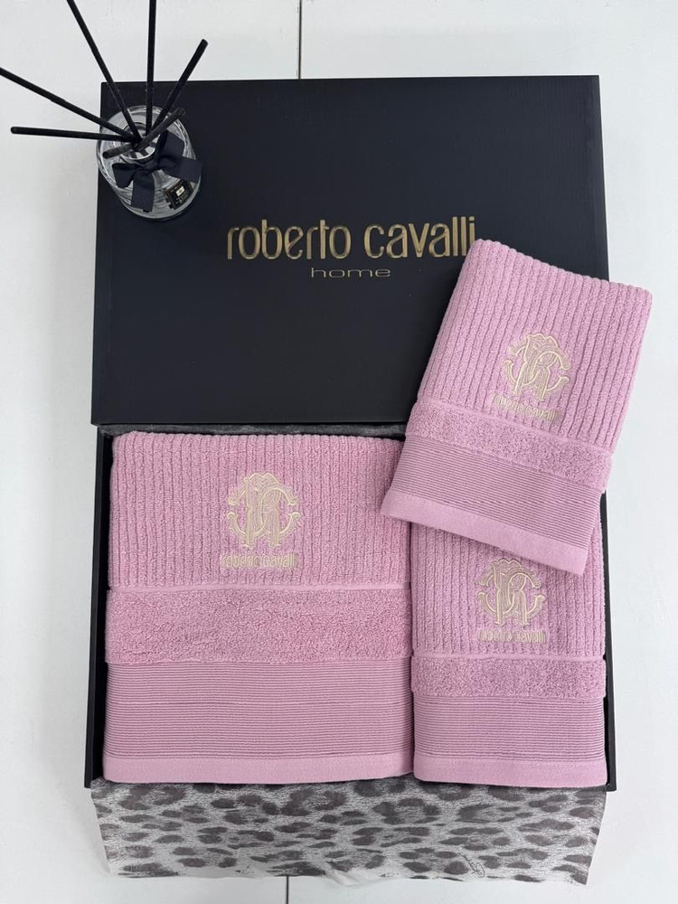 Roberto Cavalli Набор банных полотенец Весь мир моды, Махровая ткань, Хлопок, 30х40, 35x75, 90x160 см, #1