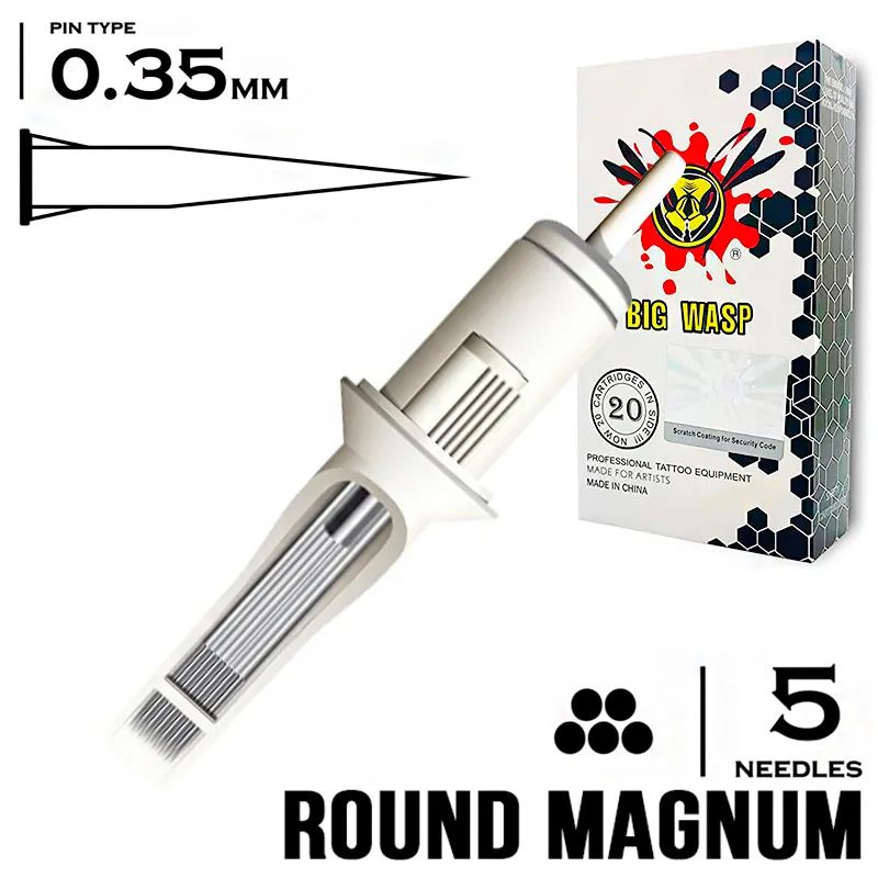 Тату картриджи BIG-WASP WHITE 35/05RM Round Magnum (1205RM) 20шт/уп #1