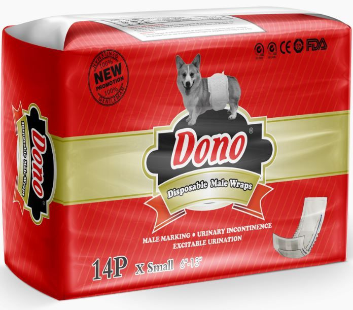 Пояс для кобелей одноразовый DONO MALE PET DIAPER, р-р XS (талия 15-33см) 14шт.  #1