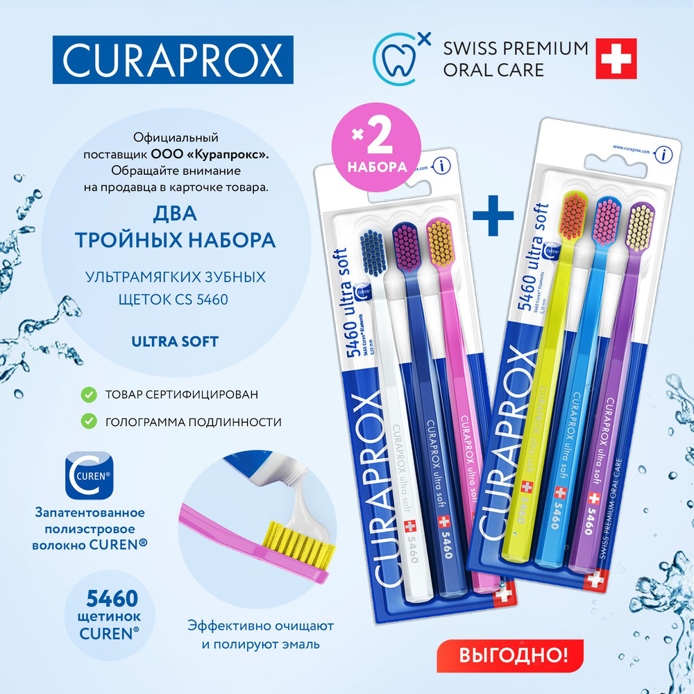 CURAPROX Набор мягких зубных щеток 5460 щетинок, комплект щеток из 6 штук, разноцветные, для взрослых #1