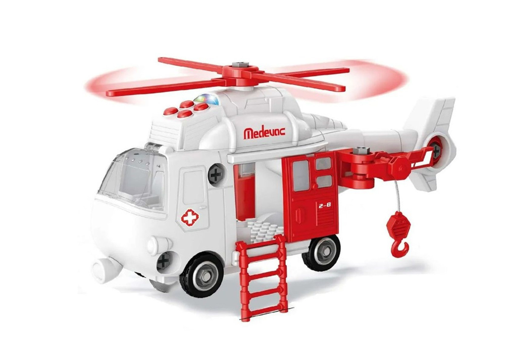 Спасательный вертолет-конструктор Funky Toys, свет, звук, 32 см FT62102  #1