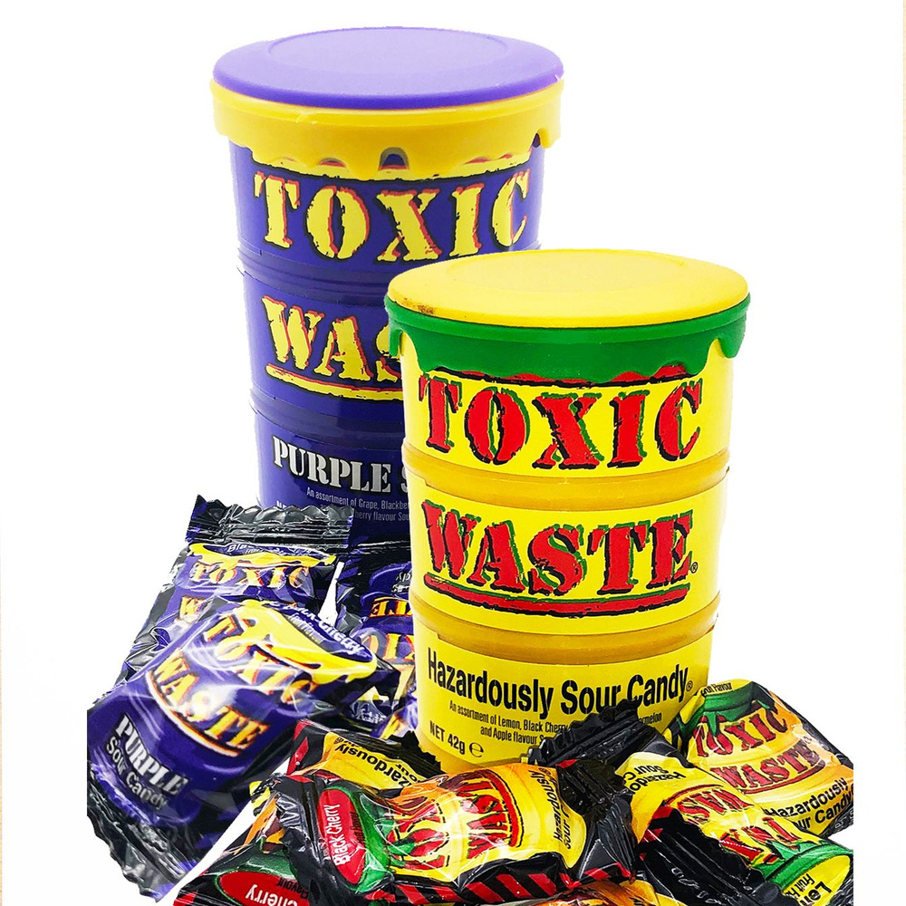 Набор из самых кислых конфет в мире Toxic Waste два цвета, желтый и фиолетовый  #1