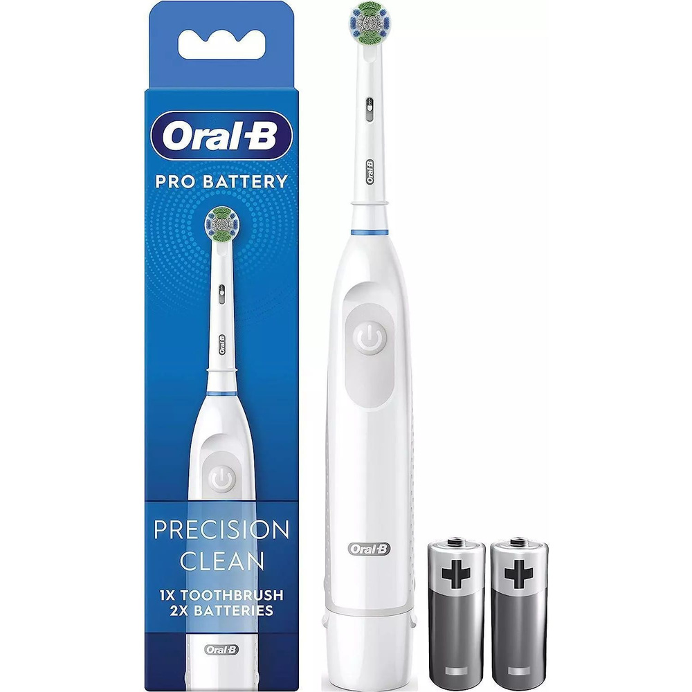 Зубная щетка на батарейках Oral-B Pro, 2 батарейки в комплекте, белая  #1