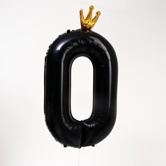 Шар фольгированный "Цифра 0 с короной", 40", цвет черный, 1 шт  #1