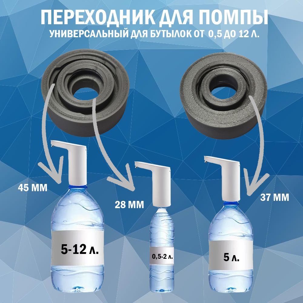 Переходник универсальный для электрических помп на бутылки от 0,5 до 12 л, адаптер для водяного насоса, #1