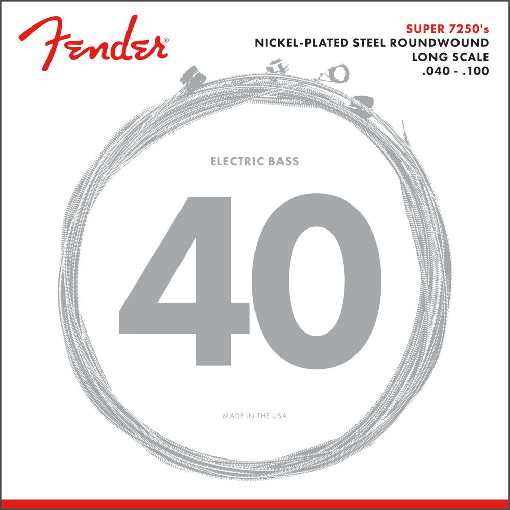 Струны для бас-гитары Fender 7250 Bass Strings, Nickel Plated Steel, Long Scale, 7250L .040-.100 Gauges, #1