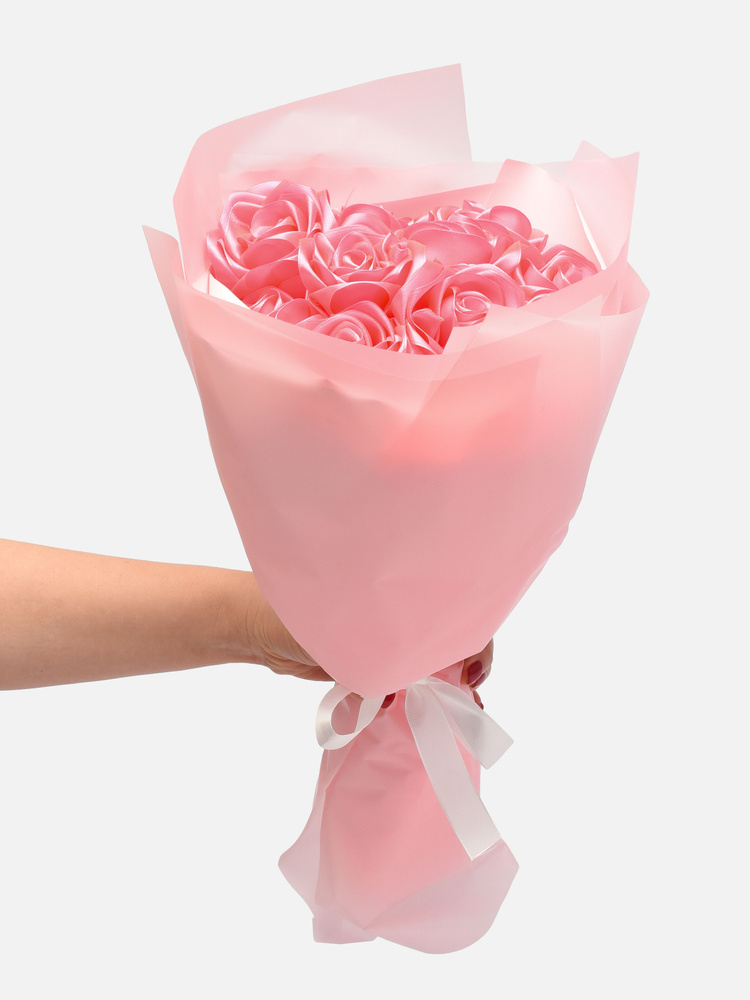 Букет из атласных лент розовый (розы) - набор для изготовления  #1
