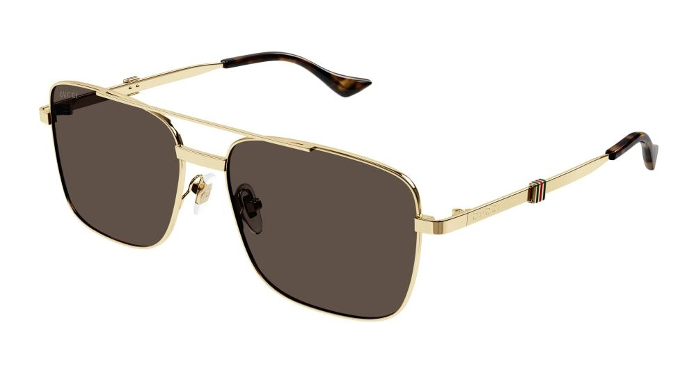 Мужские солнцезащитные очки Gucci GG1441S 002, цвет: золотой, цвет линзы: коричневый, авиаторы, металл #1