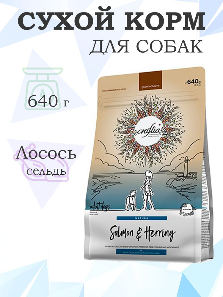 Craftia Natura Dog Adult Medium & Large Breed Salmon & Herring / Сухой корм Крафтия для взрослых собак #1