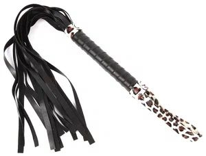 Notabu Плеть-флоггер с леопардовой ручкой 49 см, диаметр: 1 см, черный/белый  #1