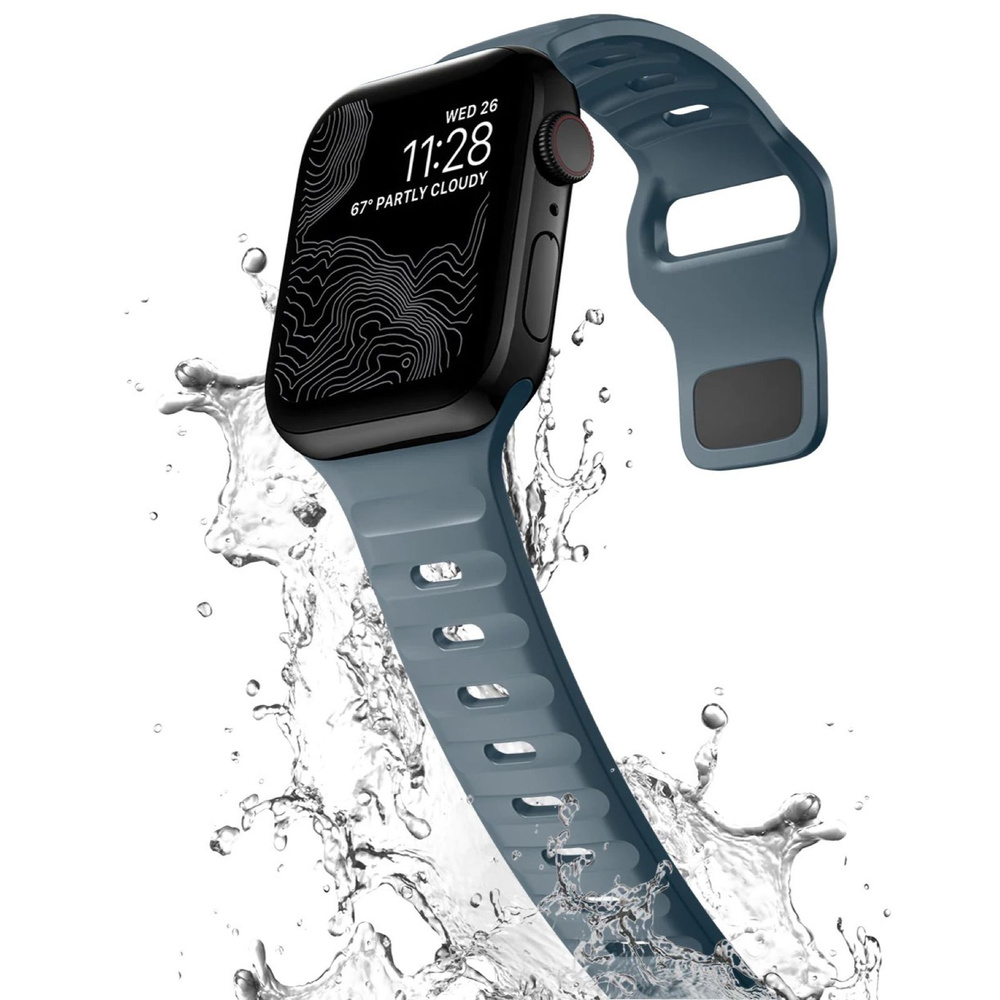 Силиконовый ремешок, браслет для Apple Watch размер 42 44 45 49 mm, серо - голубой  #1