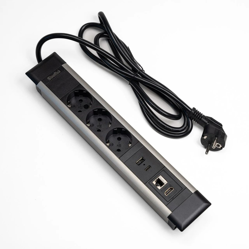 Shelbi Настольный блок, 3 розетки, 1 USB, 1 Type-C, RJ45, HDMI #1