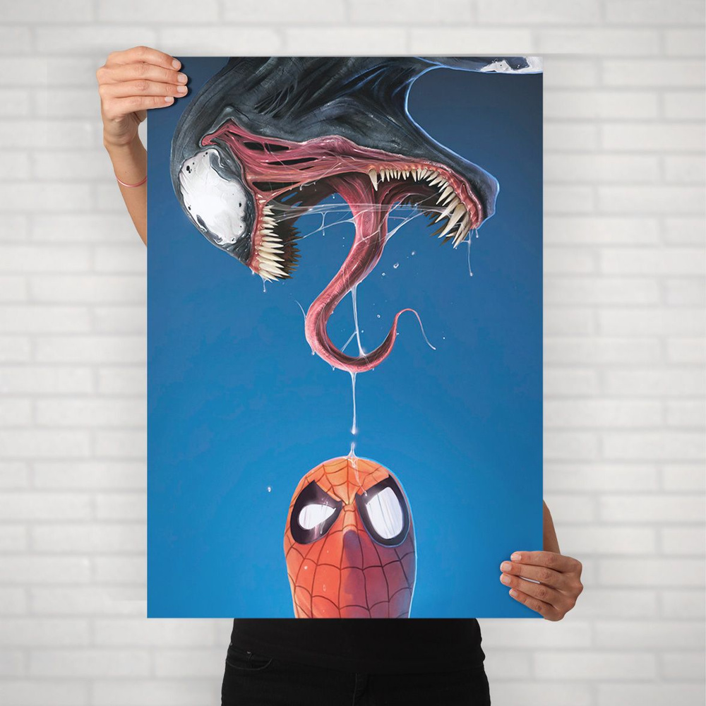 Плакат на стену для интерьера MARVEL и DC (Человек Паук и Веном) - Постер по супергеройскому фильму формата #1