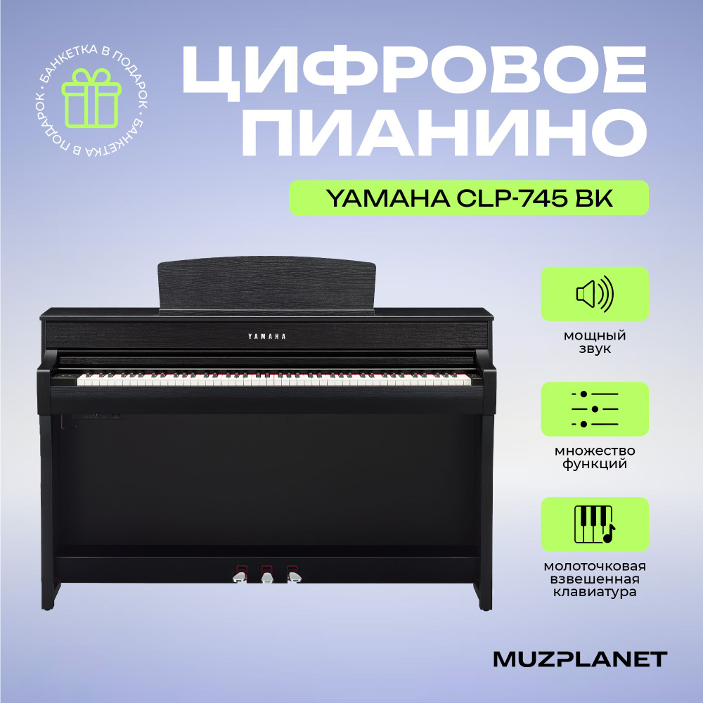 Цифровое пианино Yamaha CLP-745B, цвет черный + банкетка #1