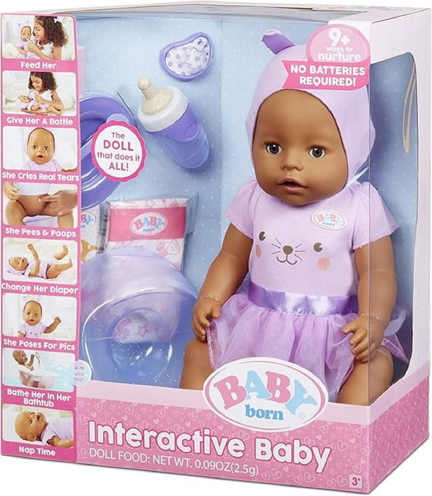 Кукла интерактивная Zapf Creation Baby Born с карими глазками, 8 аксессуаров  #1