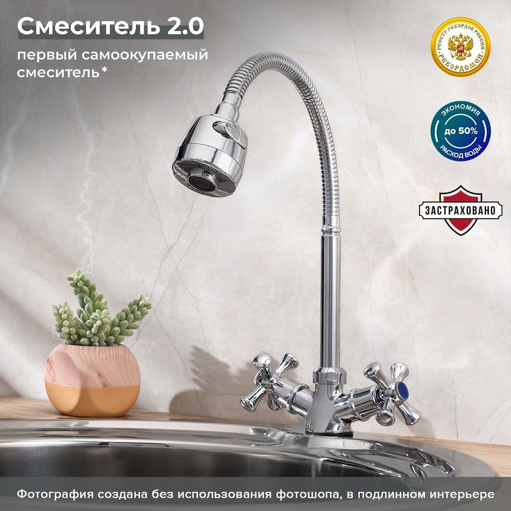 Смеситель для кухни РМС SL138-279F, гибкий с переключением #1