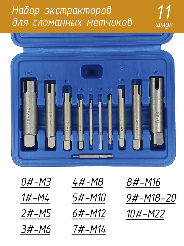 Экстрактор для метчика набор из 11 штук от М3 до М22 #1