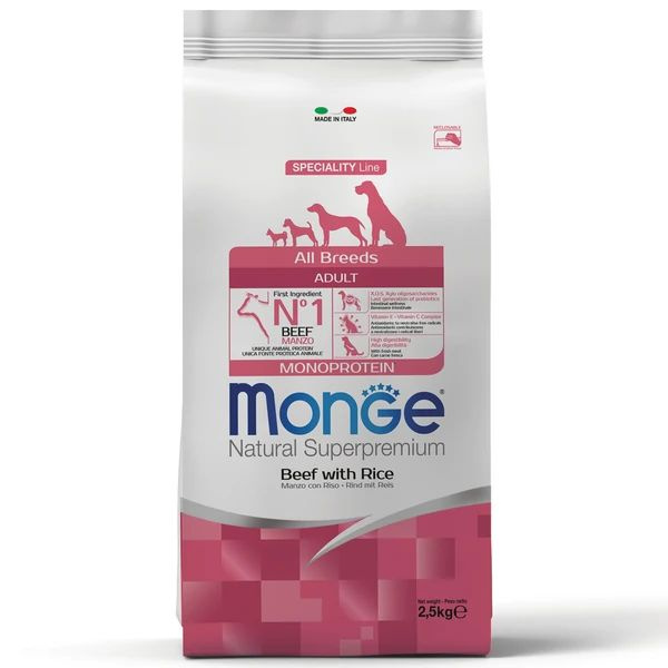 Сухой корм Monge Dog Speciality Line Monoprotein All Breeds Beef and Rice для взрослых собак всех пород, #1