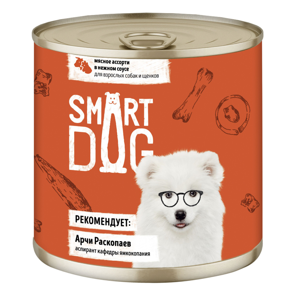 Smart Dog (Смарт Дог) Консервы для взрослых собак и щенков мясное ассорти в нежном соусе, 1 шт по 850г #1