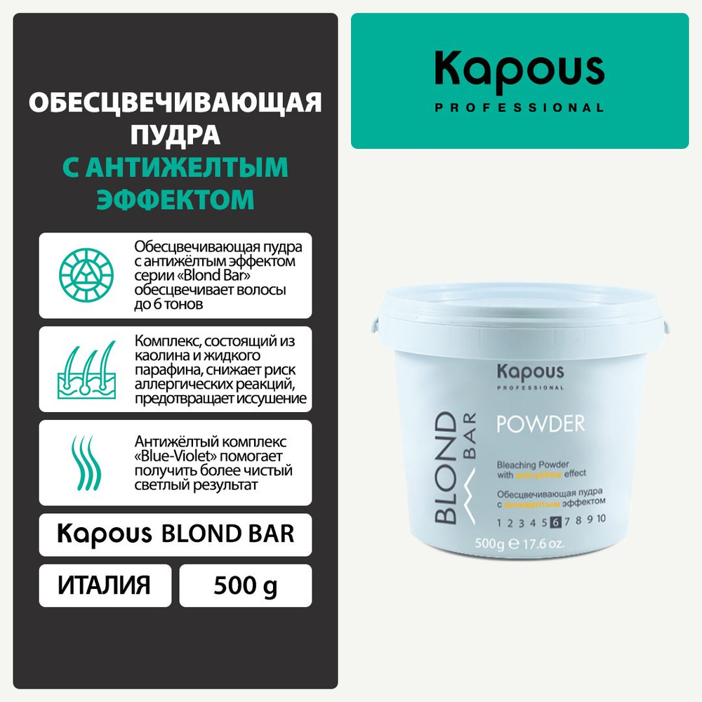 Kapous Blond Bar Обесцвечивающая пудра с антижелтым эффектом, 500 г  #1