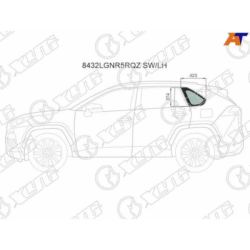 Боковое стекло кузова заднее левое (собачник) для Тойота Рав 4 2018-2021, Toyota Rav4 боковое стекло #1