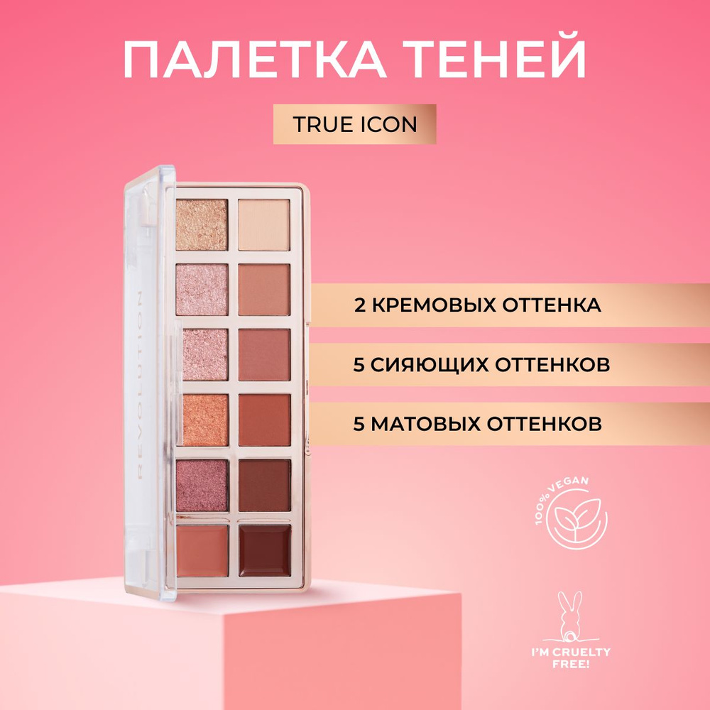 MAKEUP REVOLUTION Тени для век ICON PALETTE,палетка теней для макияжа глаз The True Icon Palette Bronze #1