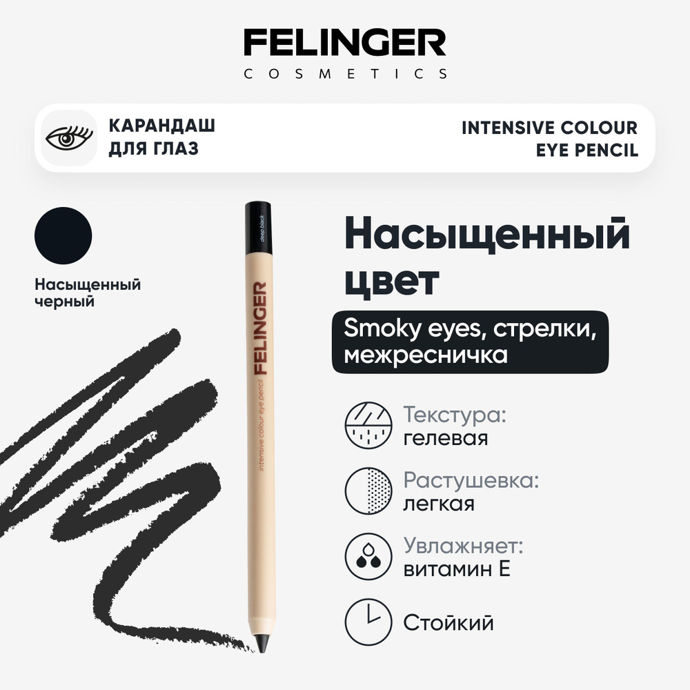 FELINGER Карандаш для глаз гелевый INTENSIVE COLOUR EYE PENCIL для стрелок, прокрашивания слизистой и #1